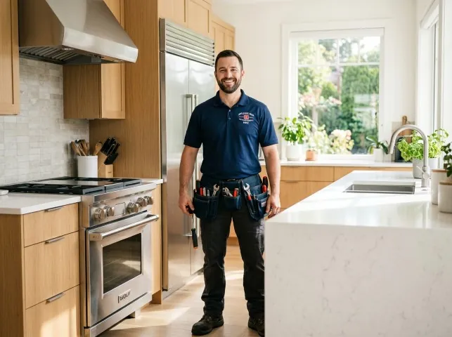 Appliance Repair Hero technician in a Barto, PA kitchen after an appliance repair